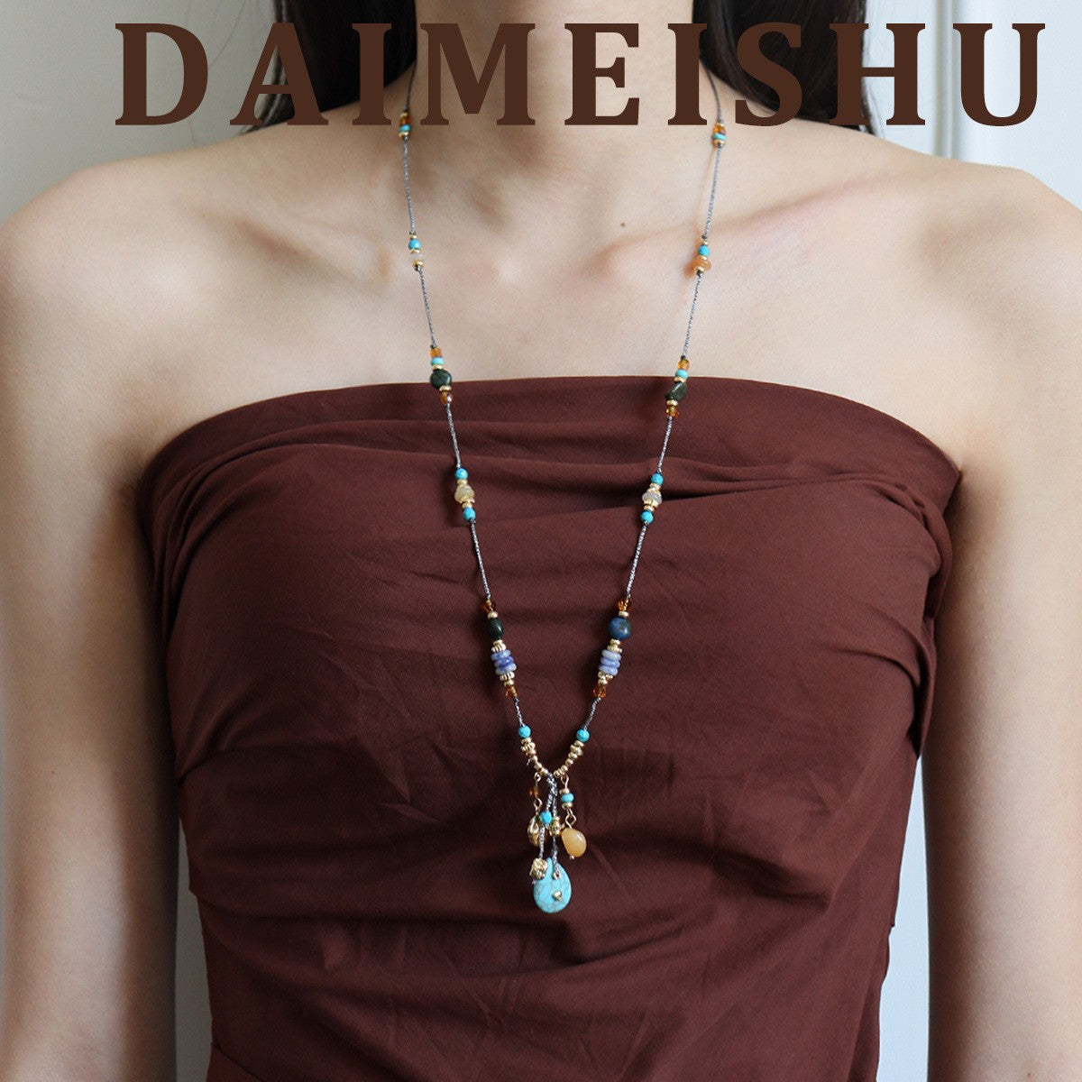 Wholesale Tassel Yellow Jade and Turquoise Earrings