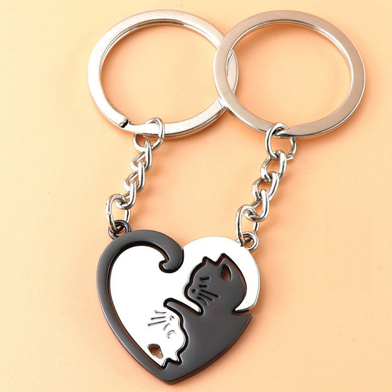 Wholesale Love Cat Stainless Steel Keychains