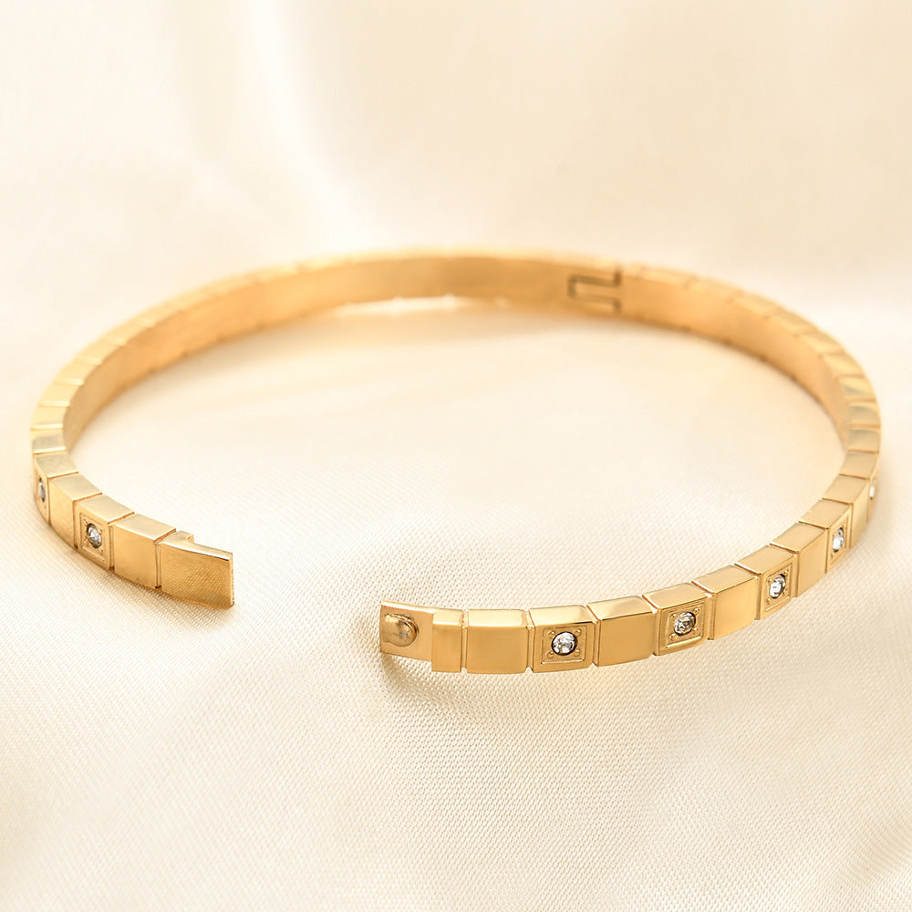 Wholesale 6MM Symmetrical Square Diamond 304 Stainless Steel Bracelet