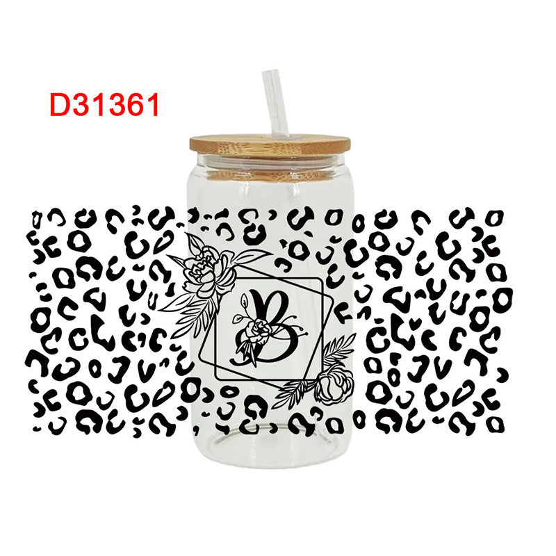 Wholesale Black textured pattern 16oz Cup UV DTF Wraps
