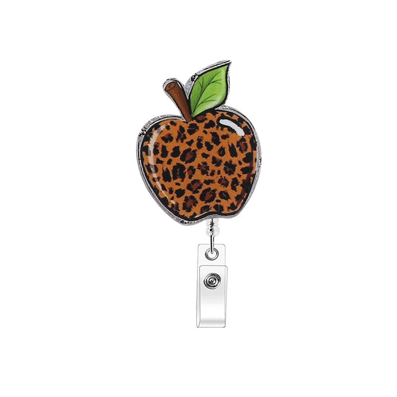 Wholesale Apple Acrylic Easy Pull ID Retractable Keychain