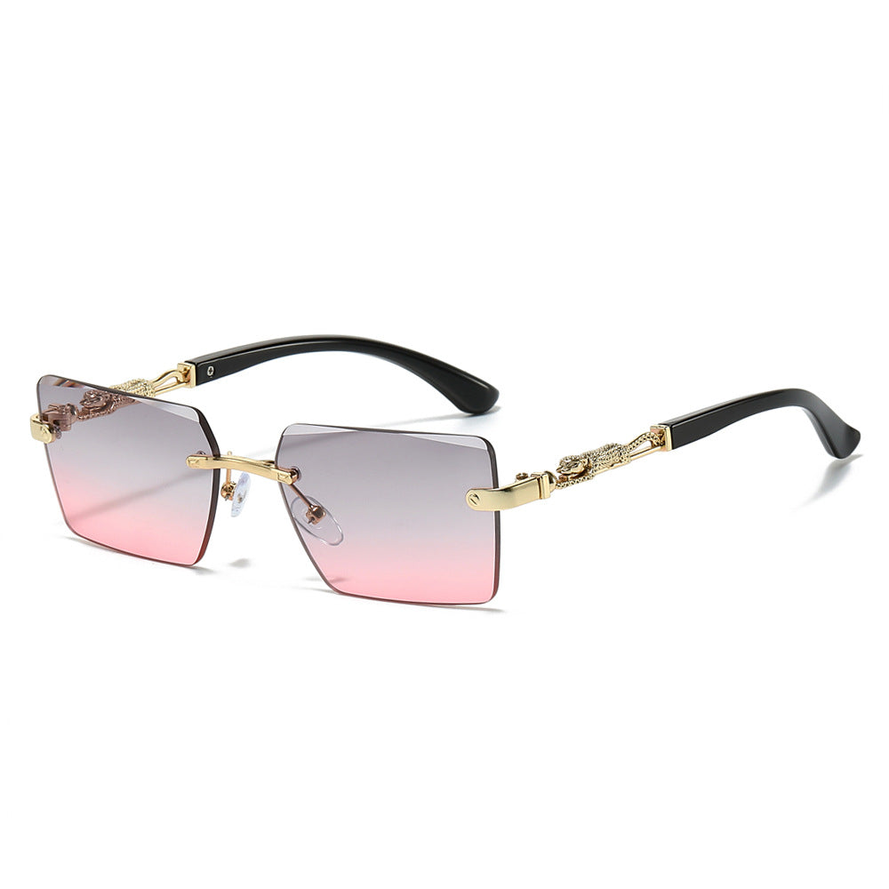 Wholesale Square Fashion Frameless Cut Edge PC Sunglasses
