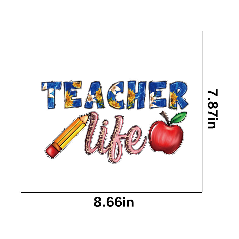 Wholesale Teacher's Day Pencil Rainbow UV DTF Ready to Press Transfers Wraps