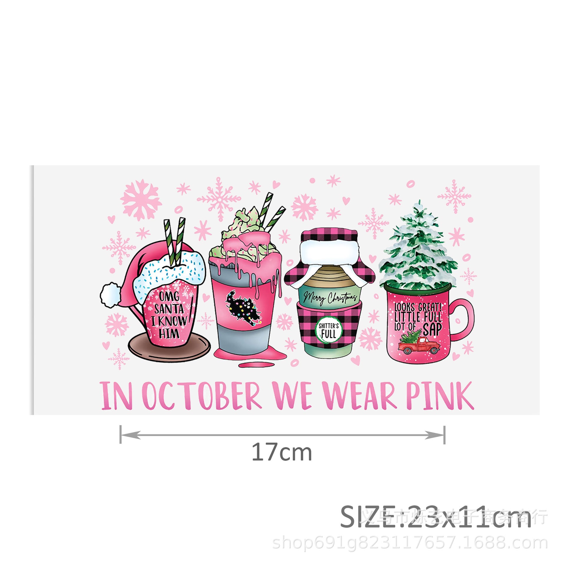 Wholesale Christmas series of ice cream cartoons   16oz Cup UV DTF Wraps