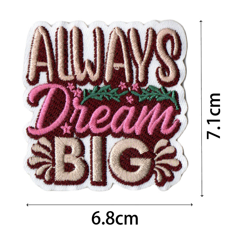 Wholesale Bohemian embroidered fabric patch with positive energy quotes for bags  DIY Patches