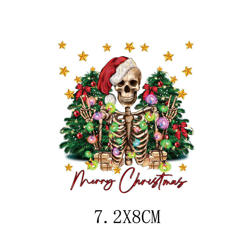 Wholesale Green cartoon Christmas heat transfer pattern   UV DTF Ready to Press Transfers Wraps