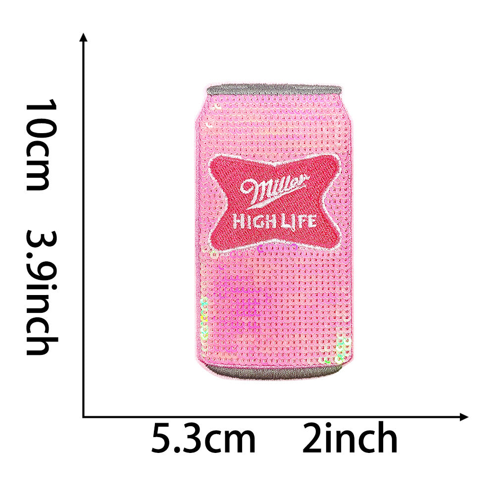 Wholesale Trendy Beer Can Embroidered Sequin Iron On Patch For Coat DIY Accessory OLY Exclusive