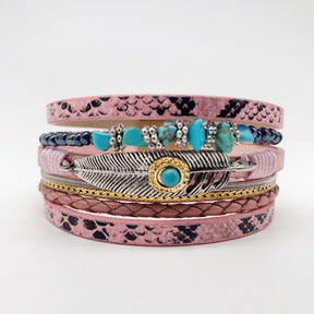 Wholesale Gravel Bohemian Plant Leaf Vintage Minimalist Natural Stone Bracelet