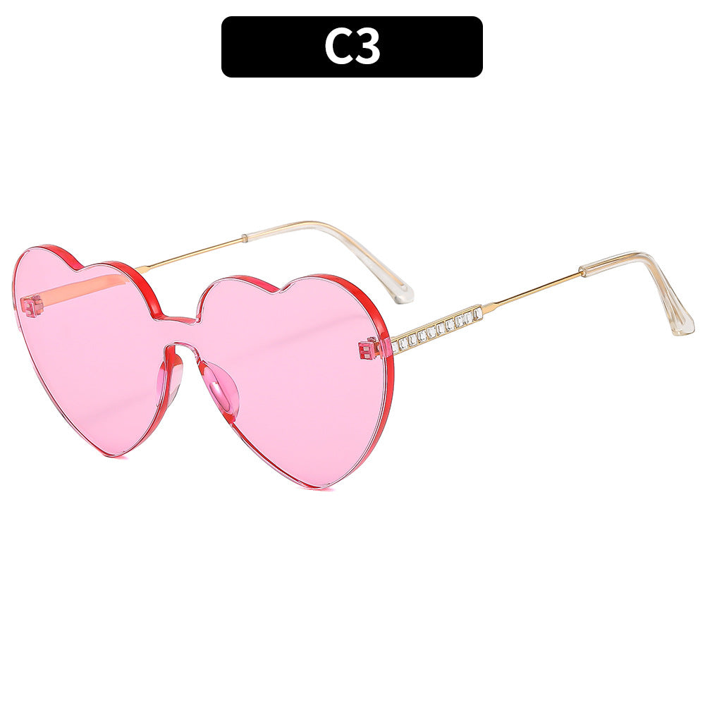 Wholesale Frameless Heart Heart Metal Leg PC Sunglasses