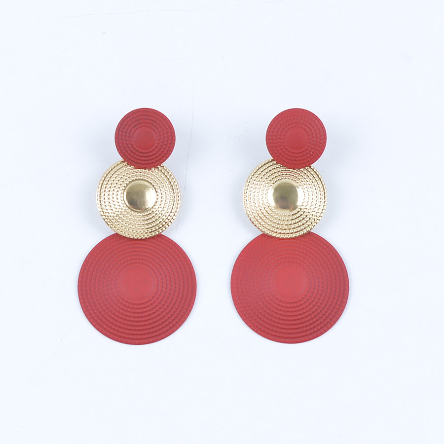 Wholesale  Pure Color Three-Layer Mosquito Coil Metal Earrings