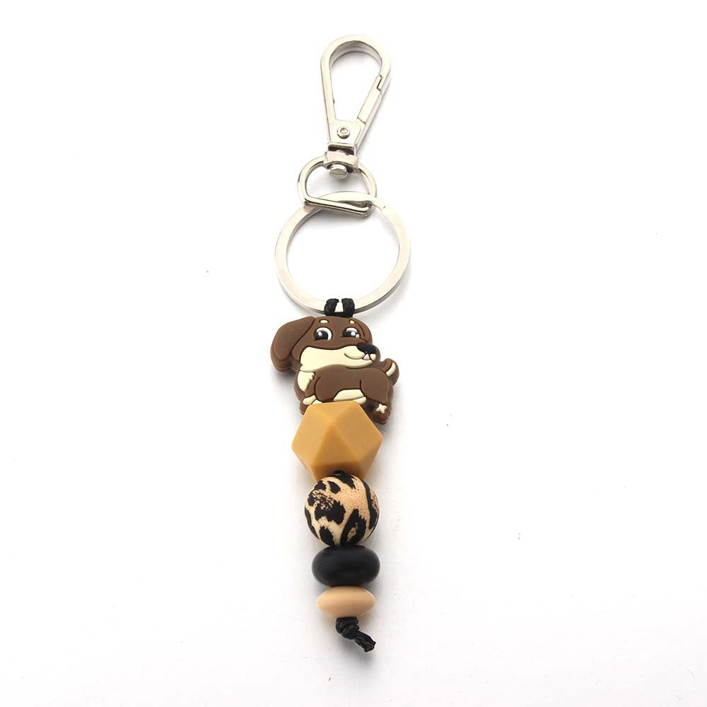 Wholesale Silicone Beaded Bracelet Dog Keychain Bag Pendant Small Accessories