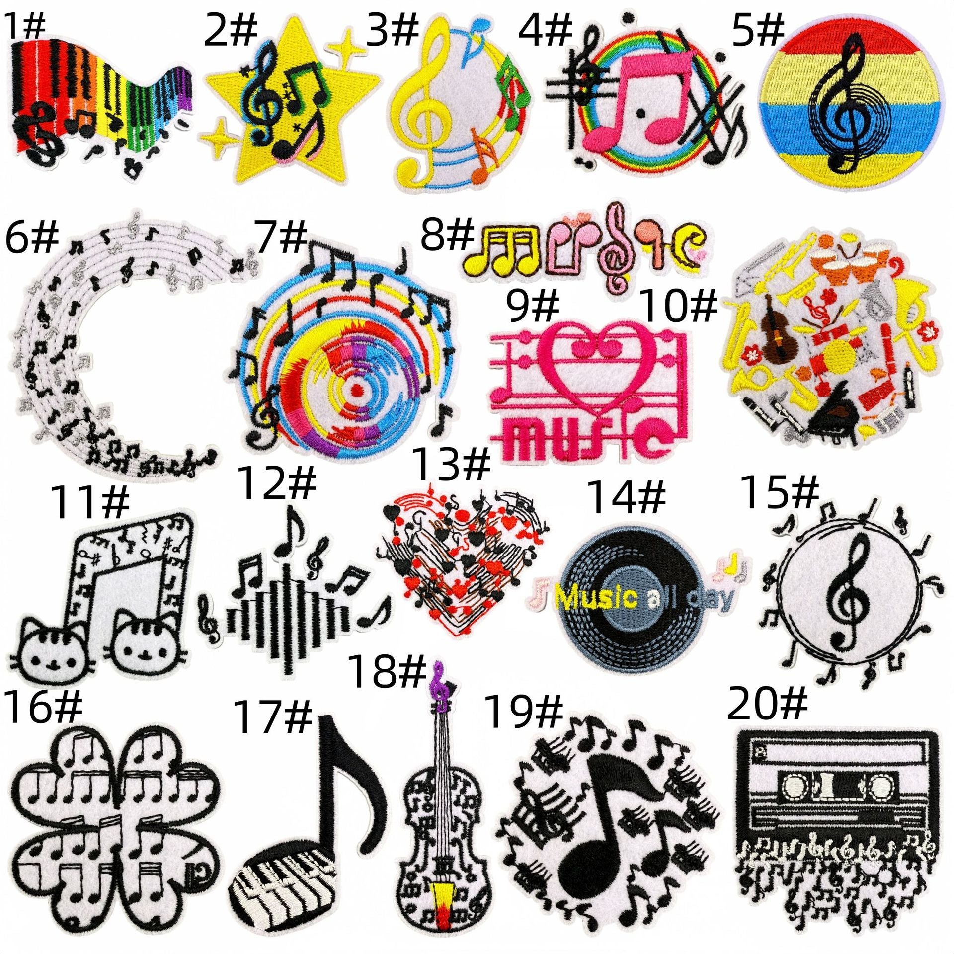 Wholesale Cartoon punk style note embroidery DIY Patches