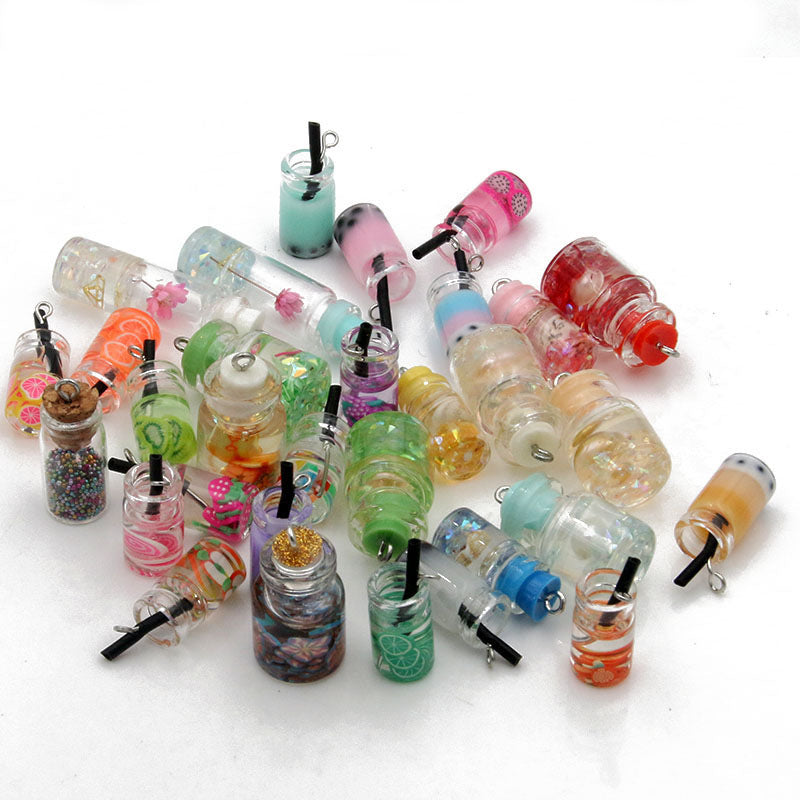 Wholesale 10pcs/box Round Glass Ball Milk Tea Cup Glass Bottle Beads