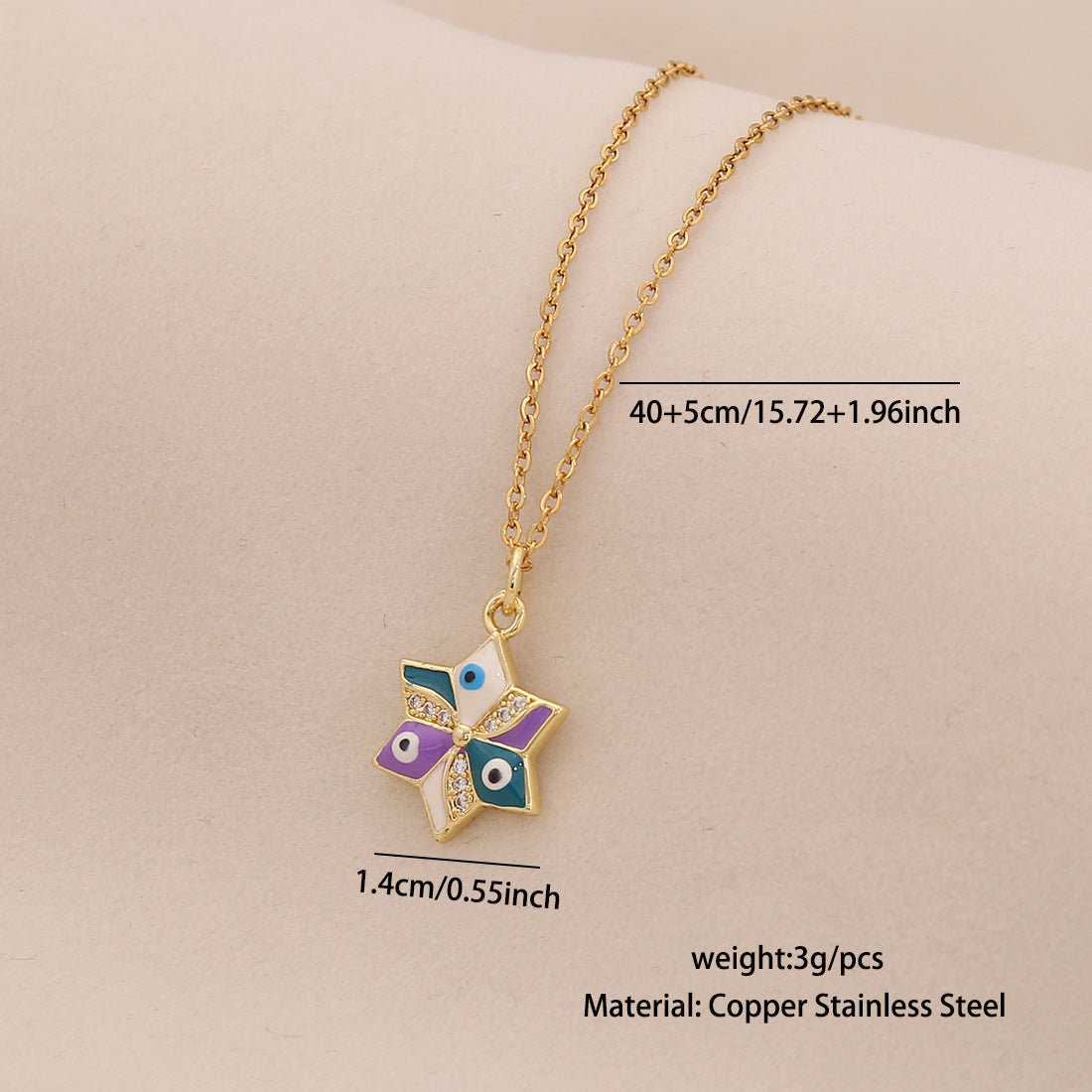 Wholesale Devil' s Eye Necklace Stainless Steel Clavicle Chain