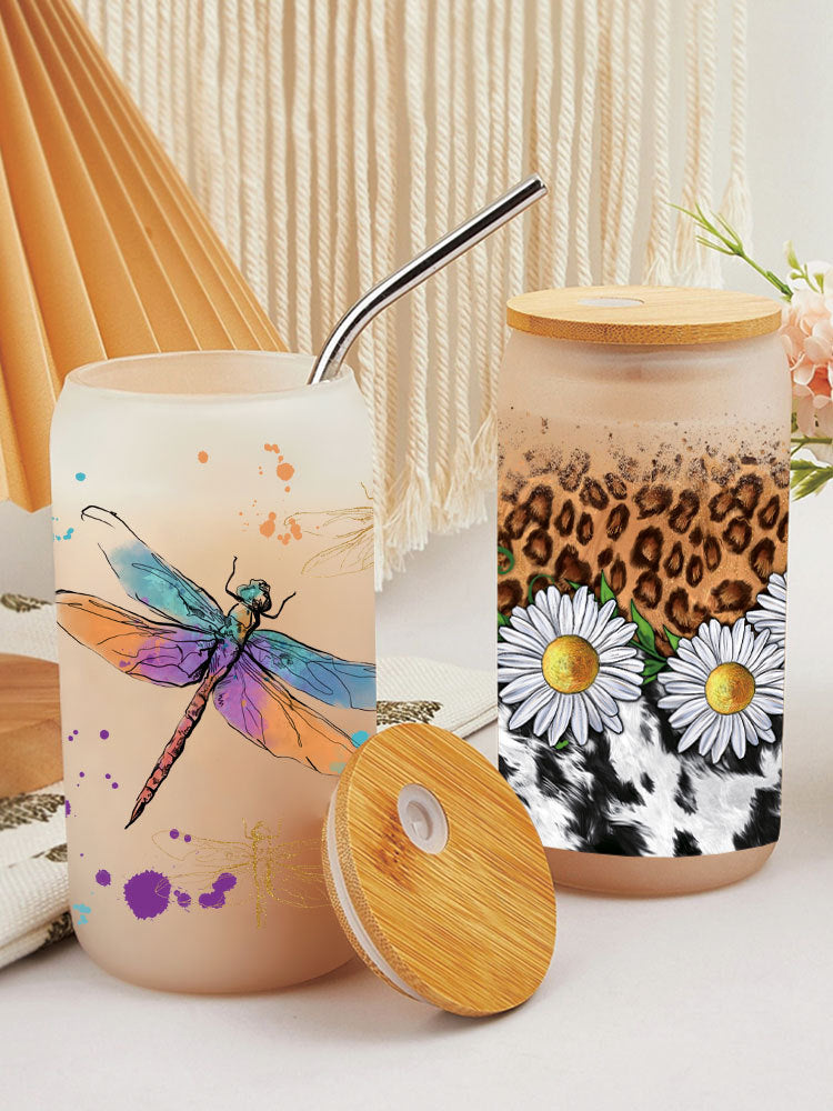 Wholesale Flowers  dragonflies  bees 16oz Cup UV DTF Wraps