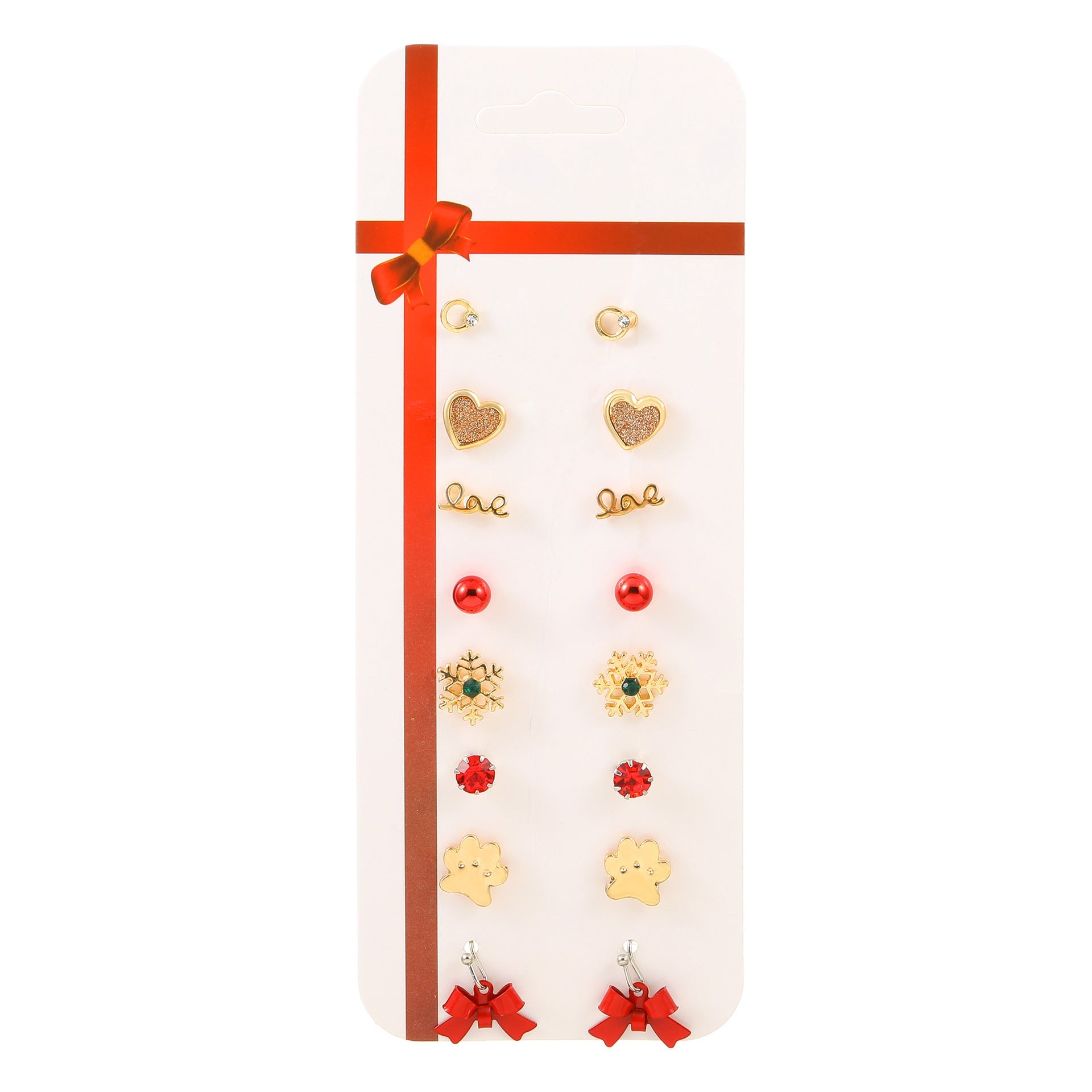 Wholesale Christmas Cartoon Elk Cane Christmas Tree Alloy Stud Earrings Set