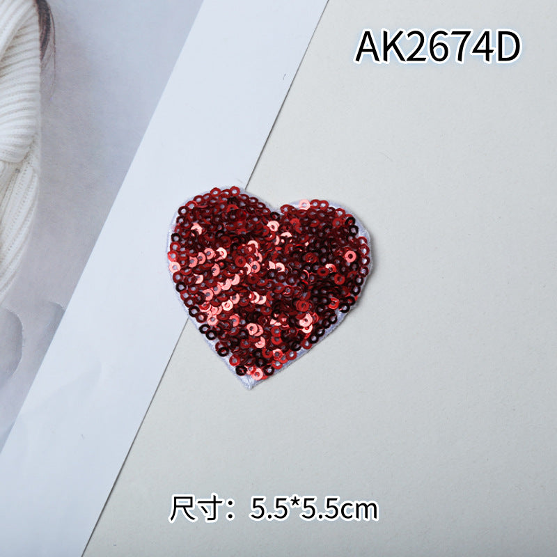 Wholesale 10pcs Multi colored love sequins cartoon embroidery DIY Patches