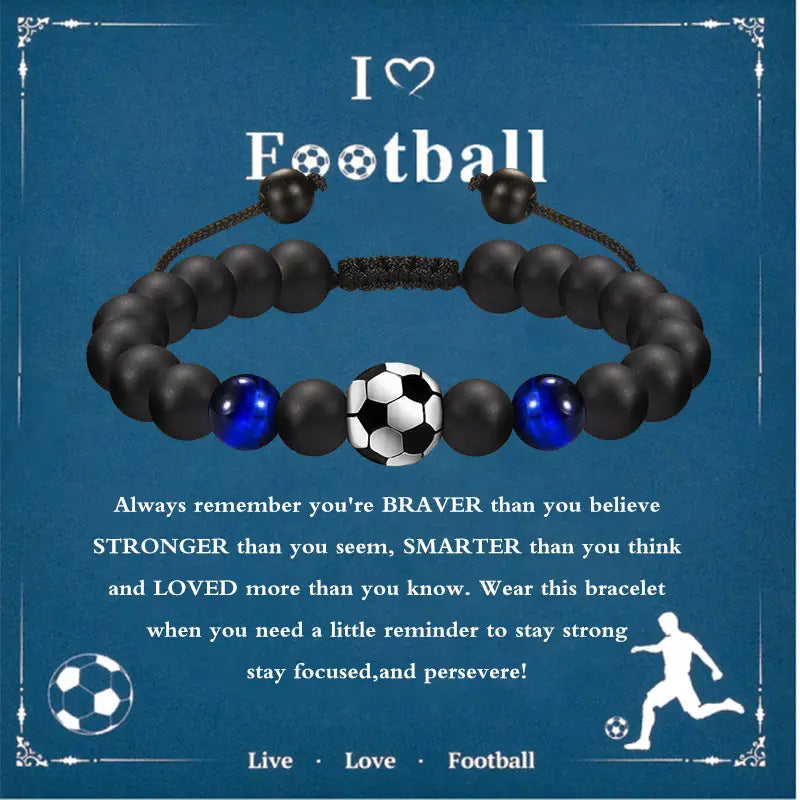 Wholesale Football baseball bead black frosted tiger eye stone bracelet