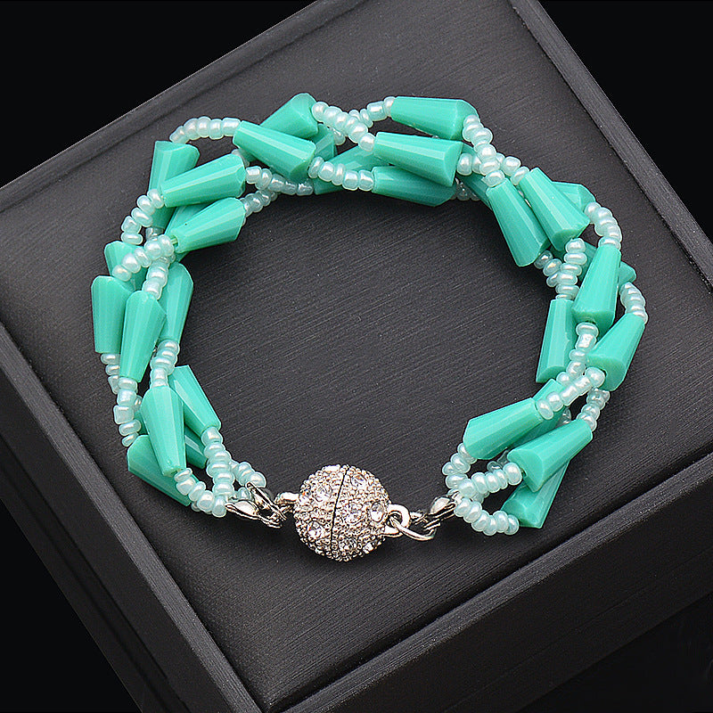 Wholesale Rhinestone Magnetic Clasp Multicolor Bar Crystal Beads Bracelet Necklace