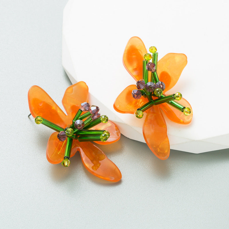 Wholesale Colorful Acrylic Flower Earrings