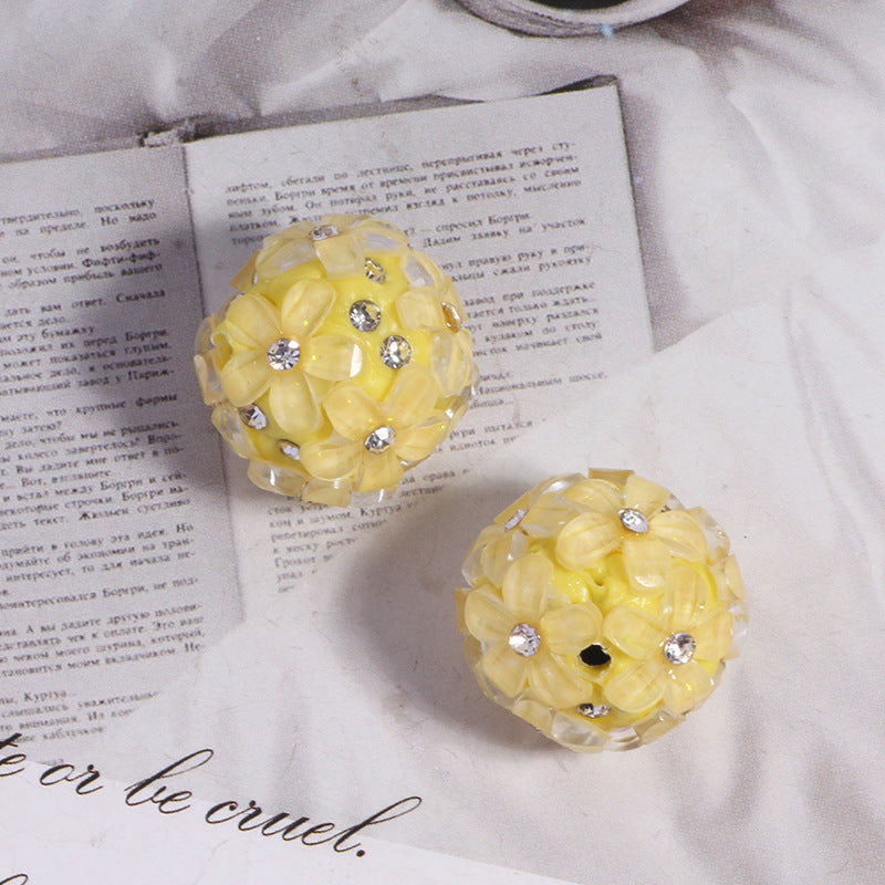 Wholesale 5pcs/pack DIY small  flower ball polymer clay straight hole beads