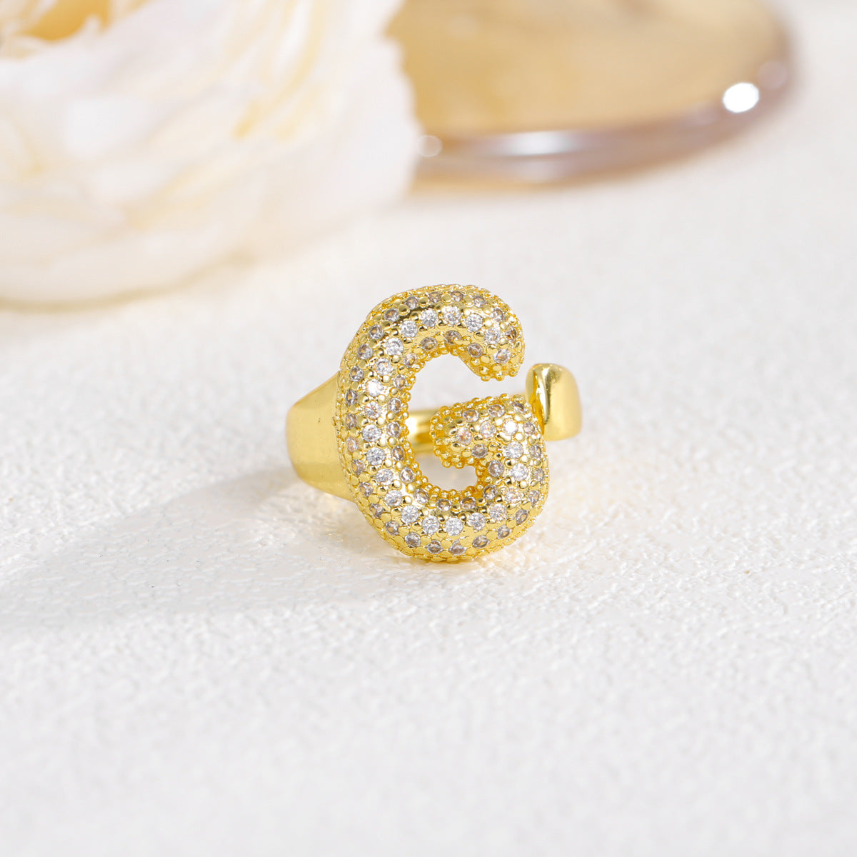 Wholesale  Gold Plated Copper Set with Zircon Open Ring