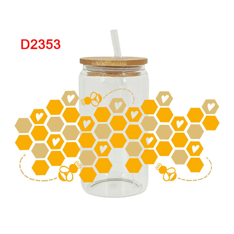 Wholesale Flowers bees butterflies mushrooms 16oz Cup UV DTF Wraps