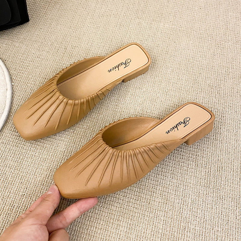 Wholesale Lazy Closed Toe No Heel Versatile Fashion Outdoor Low-heeled Slippers