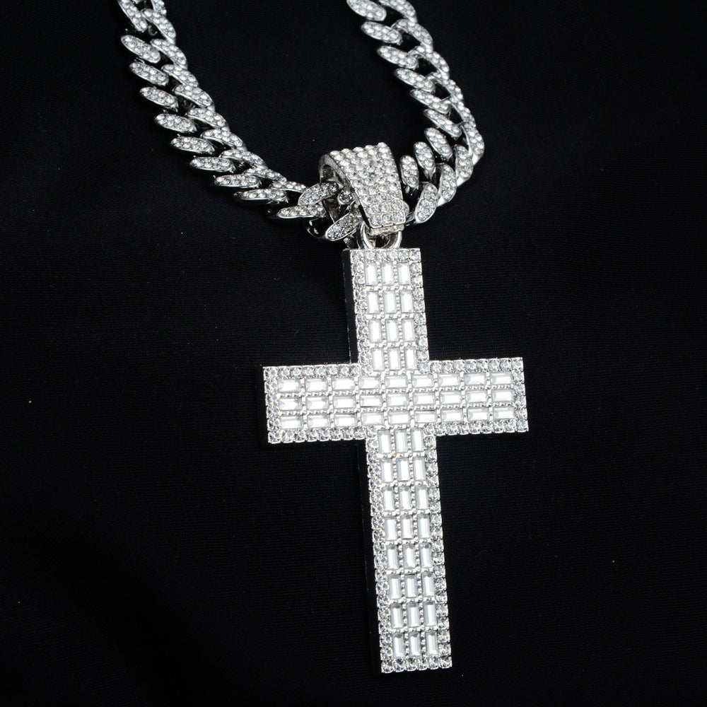 Wholesale Modern Gold Rhinestone Cross Pendant Necklace Clavicle Chain Fashion Jewelry For Gift And Boutique Resale