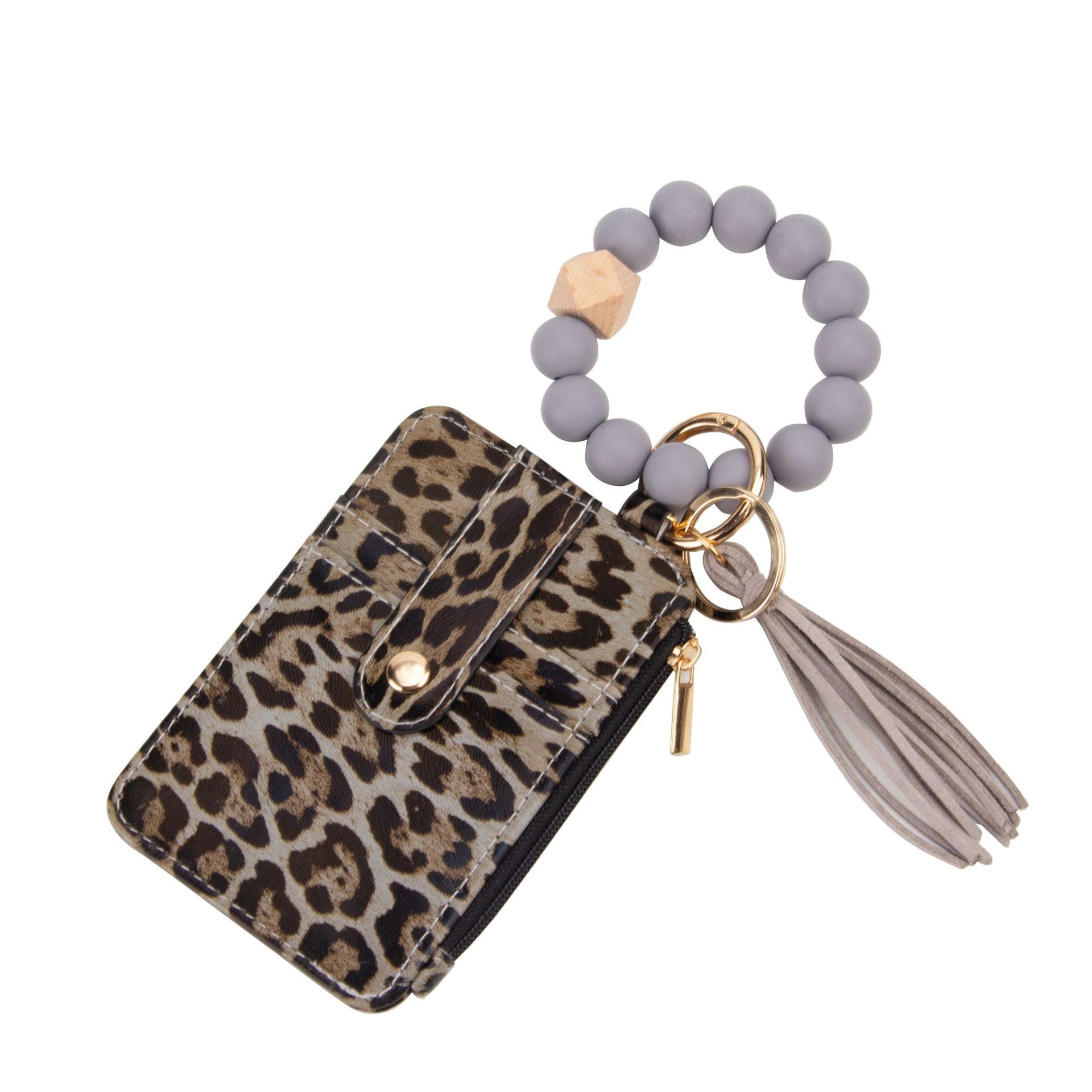 Wholesale Zero Wallet, Wooden Bead Card Bag, Silicone Wrist Keychain