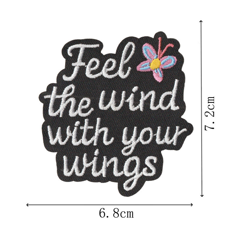 Wholesale Cartoon English Quote Embroidered Patches Set Of 10 Heat Activated Adhesive Back Decorative Craft Supply For Clothing Bags Towels Everyday DIY Accessory Boutique Resale Gift