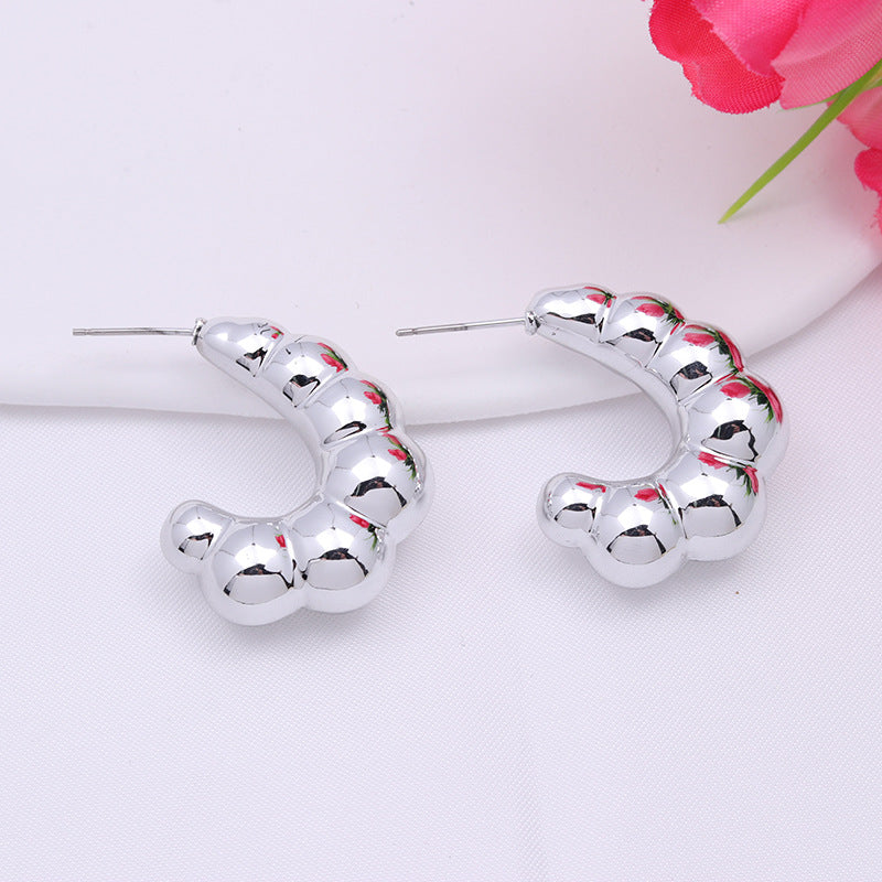 Wholesale 2pairs/pack Electroplated Horn C Hoop Earrings