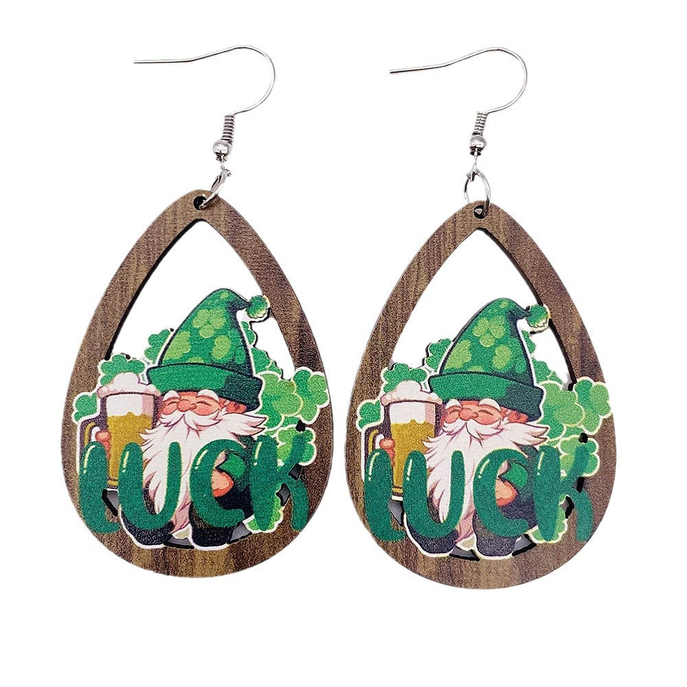 Wholesale New St. Parcret festival Green lucky grass rainbow beard earrings