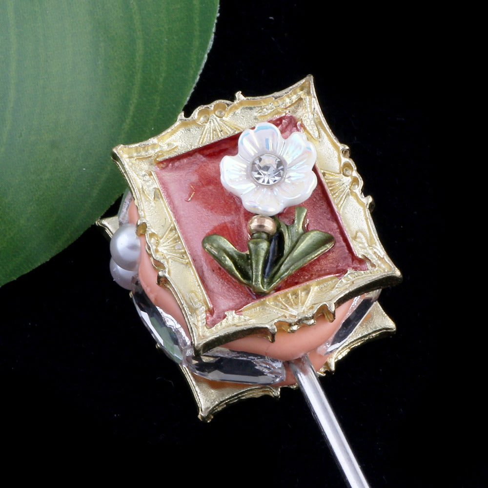 Wholesale 2pcs Monet's Garden Oil Painting Style Photo Frame Bouquet Natural Pearl Beads