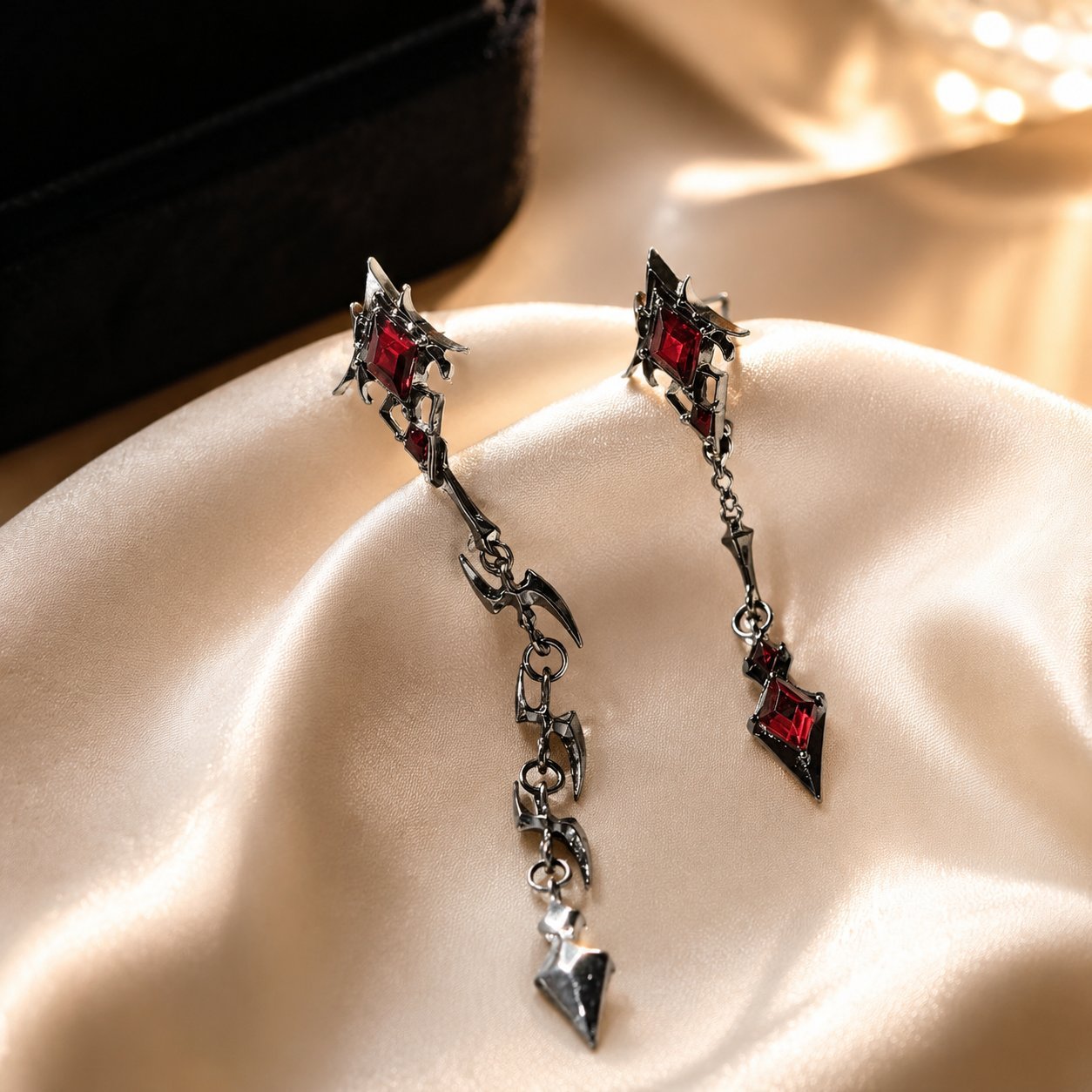 Wholesale Gothic Style  Alloy Earrings Red Heart Cross Design Party Wear Jewelry Accessory