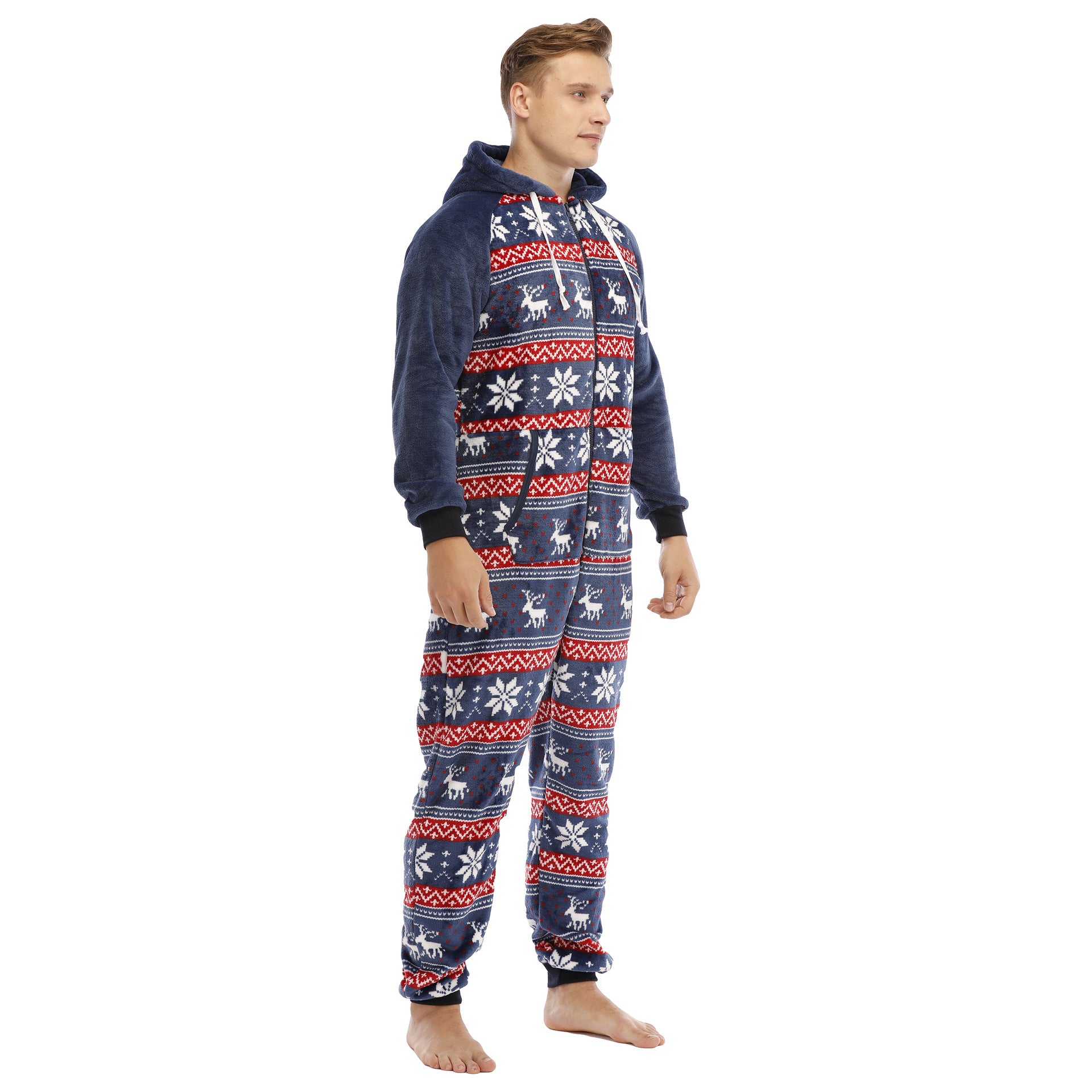Wholesale Men's Flannel Christmas Halloween Jumpsuit Pajamas Lounge Wear