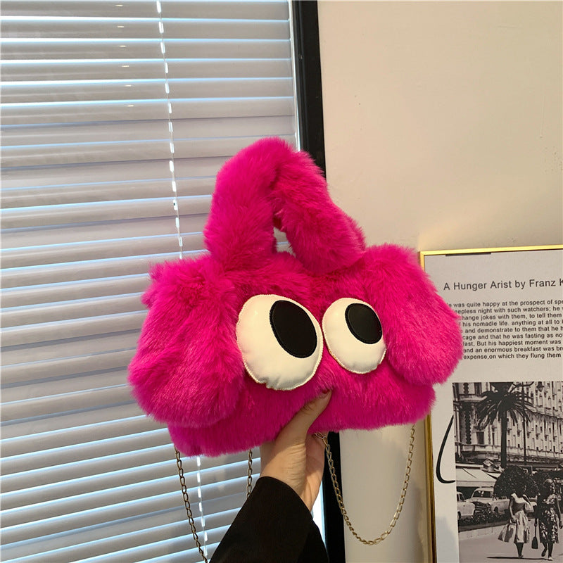 Wholesale 2023 Autumn and Winter New Plush Big Eyes Puppy Handbag Messenger Bag