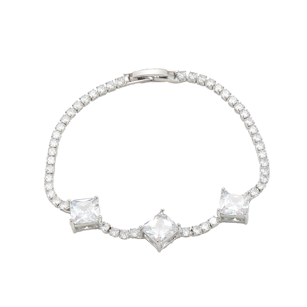 Wholesale Full Diamond Square Copper Bracelet