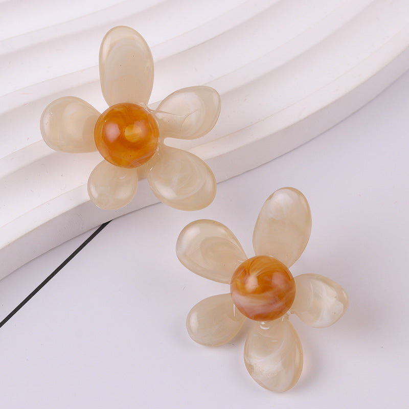 Wholesale Summer fresh earrings five-petal flower jelly color earrings
