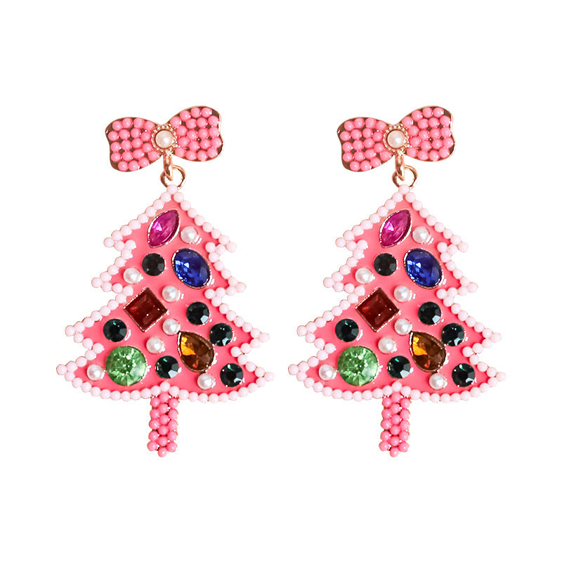 Wholesale Christmas Diamond Inlaid Alloy Earrings