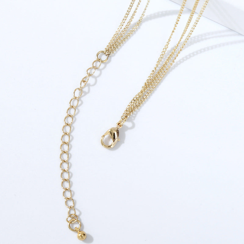 Wholesale Golden Water Wave Chain Geometric Moon Multi-layer Stacking Necklace