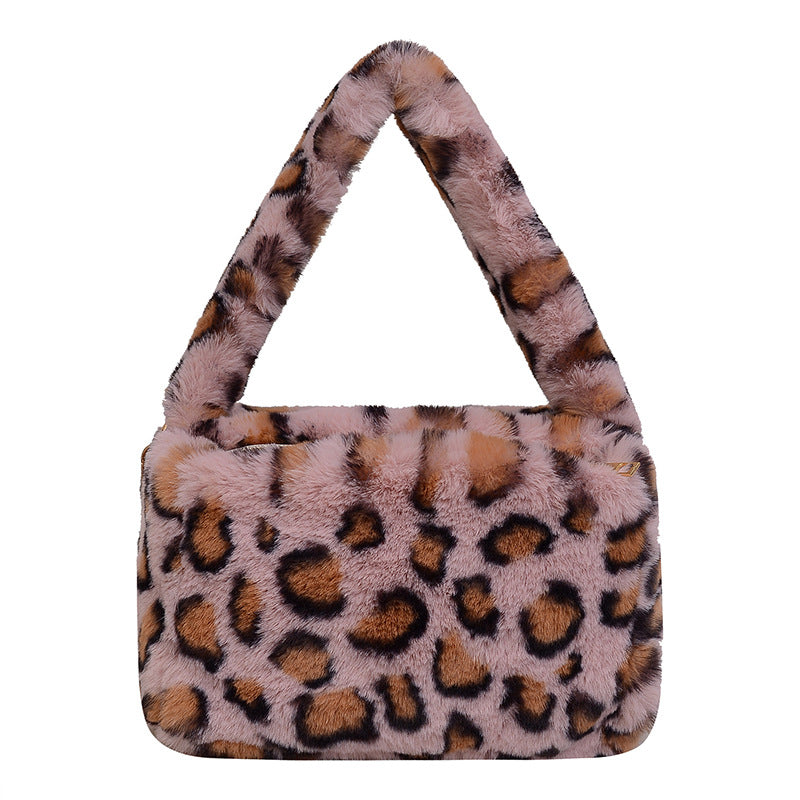 Wholesale Plush Leopard Crossbody Bag