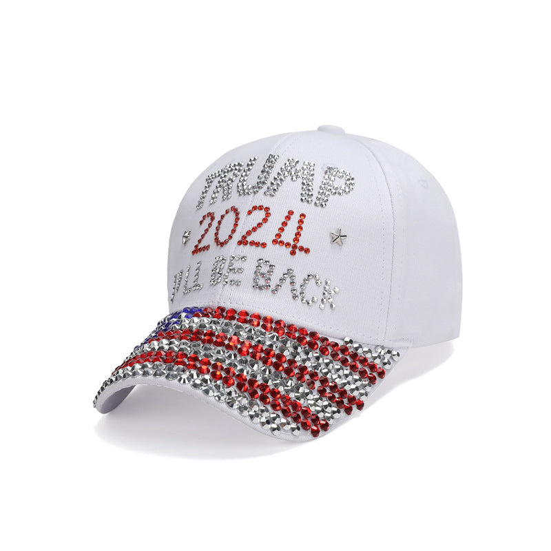 Wholesale New Baseball Cap Flag Denim Diamond-encrusted Election Event Cap Sunshade Sunscreen Cap Tide Cap