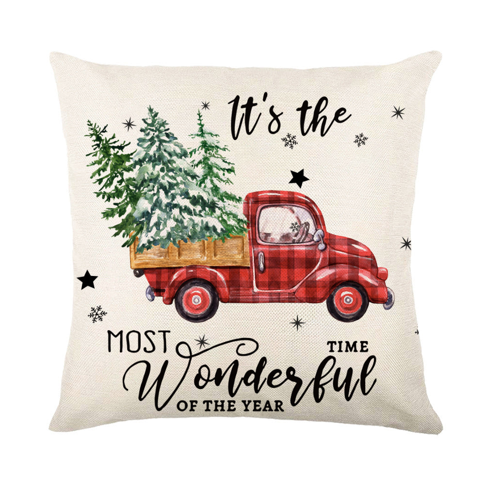Wholesale Simple Christmas Throw Pillow Cover Letter Decoration Cushion Linen Printing Waist Cushion