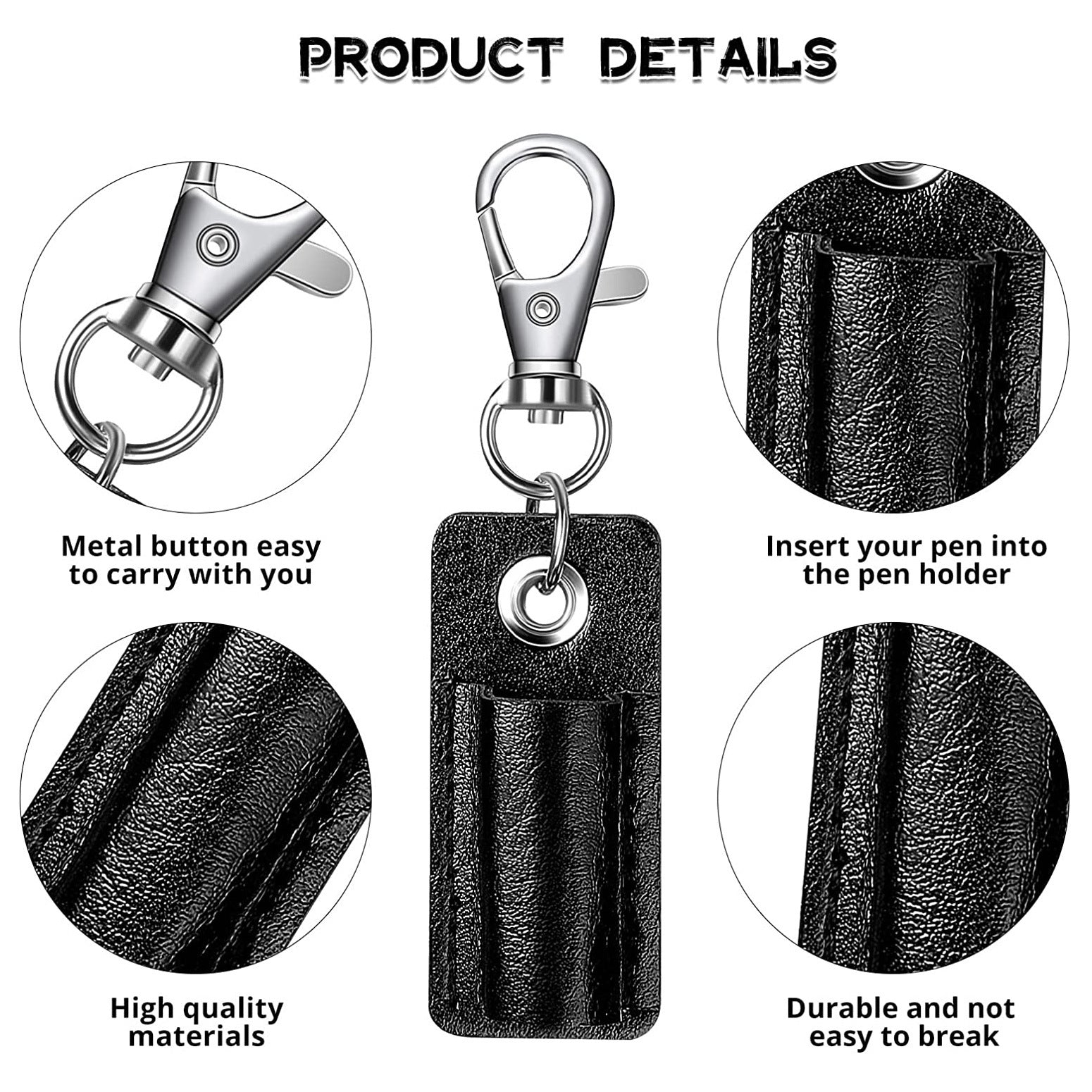 Wholesale Portable PU Leather Pen Holder Keychains