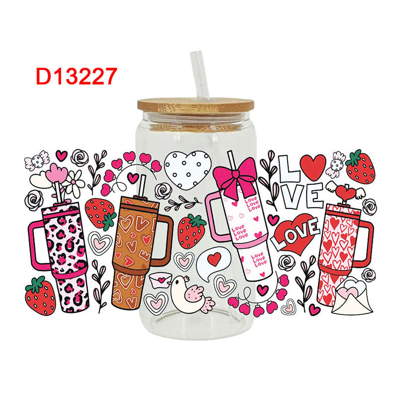 Wholesale Pink Love Wedding 16oz Cup UV DTF Wraps