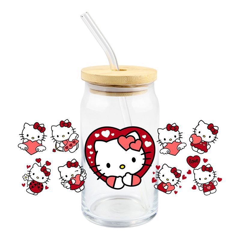 Wholesale 5pcs Cartoon Cute Cat 16oz Cup UV DTF Wraps OLY Exclusive