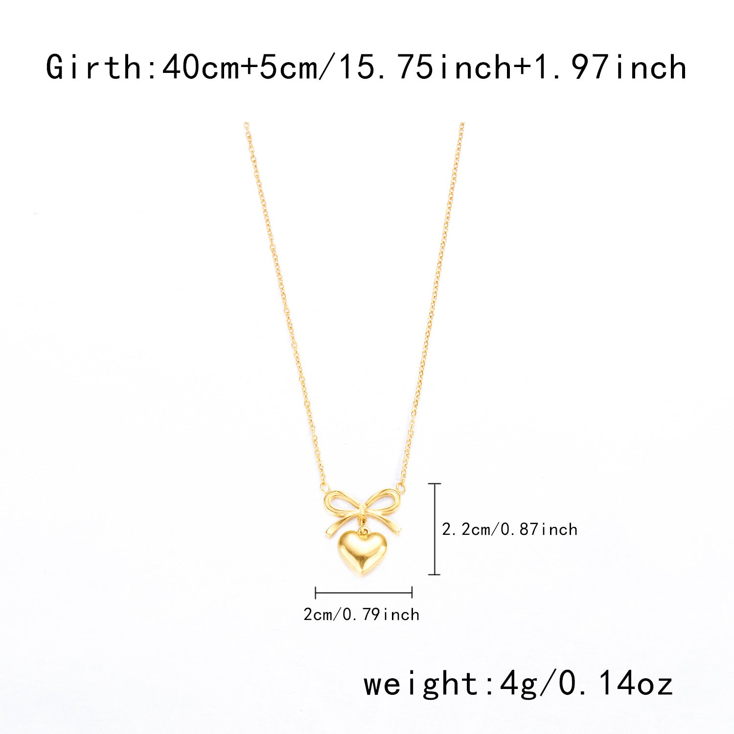 Wholesale Fresh and cute bow heart stainless steel necklace