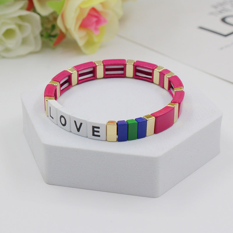 Wholesale Bohemian Alphabet Stretch Alloy Bracelet