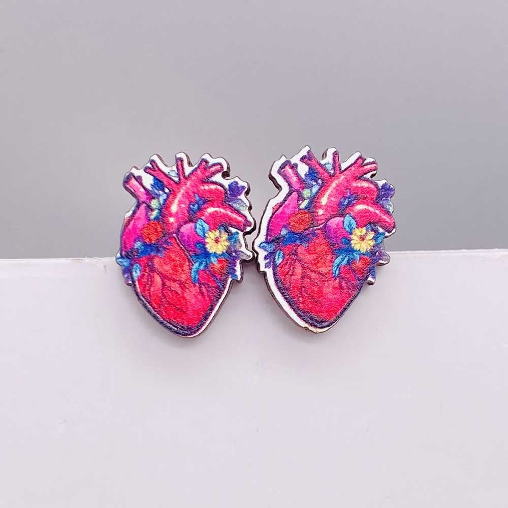 Wholesale Valentine's Day Pink Envelope Dwarf Rose Wooden Earrings